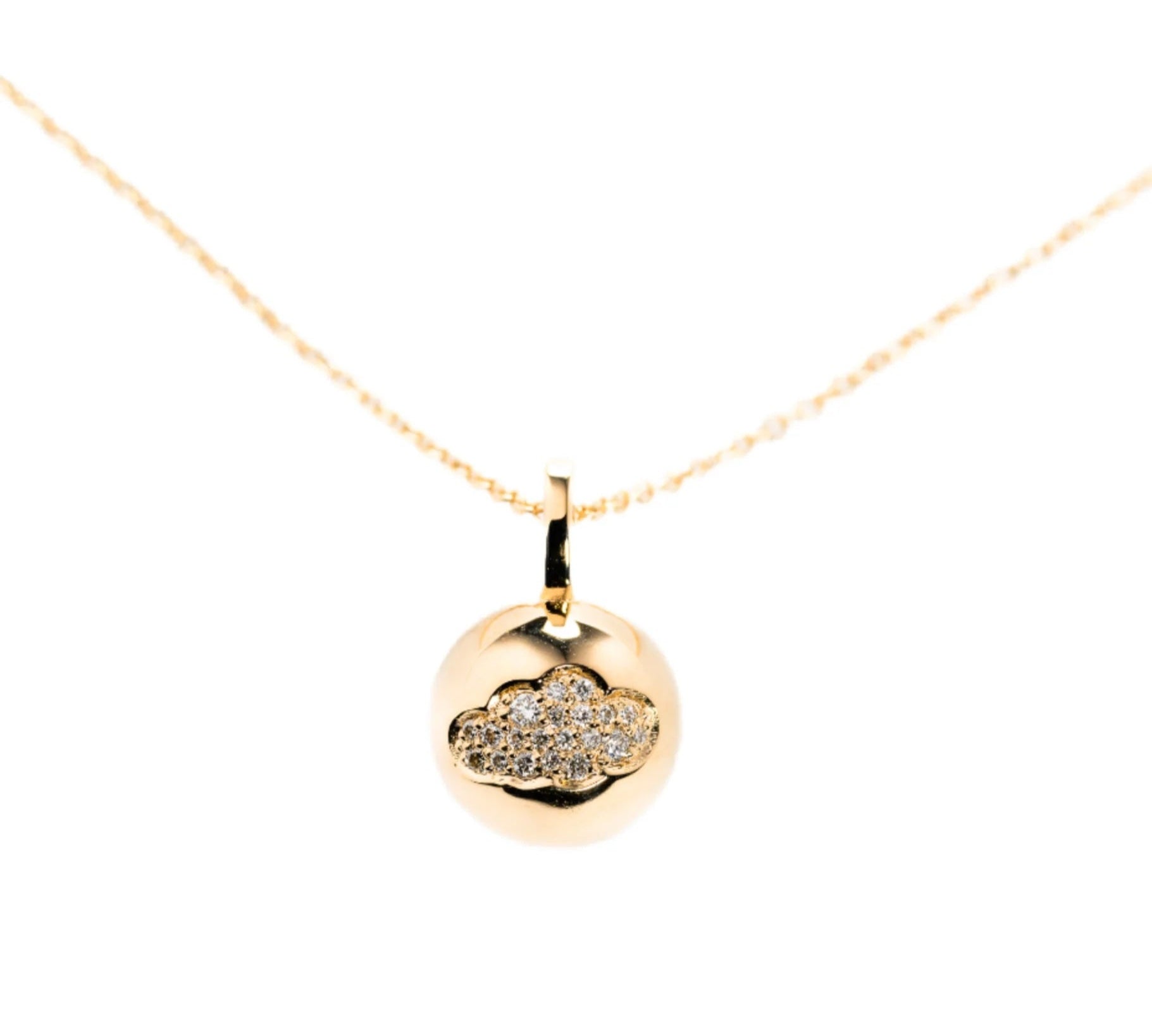 Pave Inlaid Cloud Diamond Sphere Necklace Pendant Necklace The Finest Stack