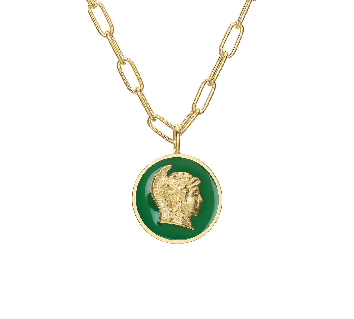 Mini Enamel Roman Courage Token Necklace Pendant Tracee Nichols Green  