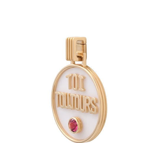 Toi Toujours Pendant in White Onyx and Pink Tourmaline Pendant Helena Rose Jewelry   