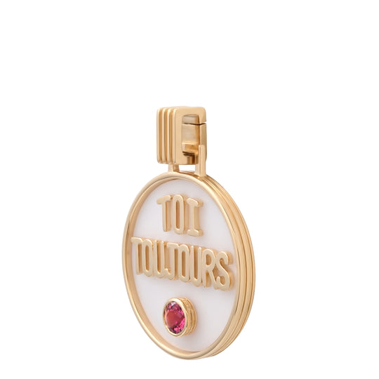 Toi Toujours Pendant in White Onyx and Pink Tourmaline Pendant Helena Rose Jewelry   