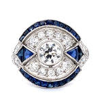 Old European Diamond Sapphire Handmade Ring Statement Ring Roseark Vintage