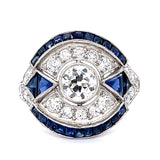 Old European Diamond Sapphire Handmade Ring Statement Ring Roseark Vintage