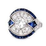 Old European Diamond Sapphire Handmade Ring Statement Ring Roseark Vintage