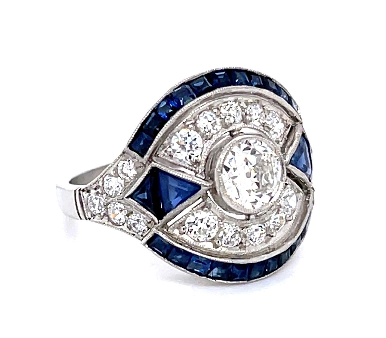 Old European Diamond Sapphire Handmade Ring Statement Ring Roseark Vintage
