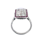 Old European Diamond Ruby Platinum Ring Statement Ring Roseark Vintage