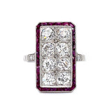 Old European Diamond Ruby Platinum Ring Statement Ring Roseark Vintage