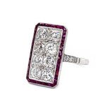 Old European Diamond Ruby Platinum Ring Statement Ring Roseark Vintage