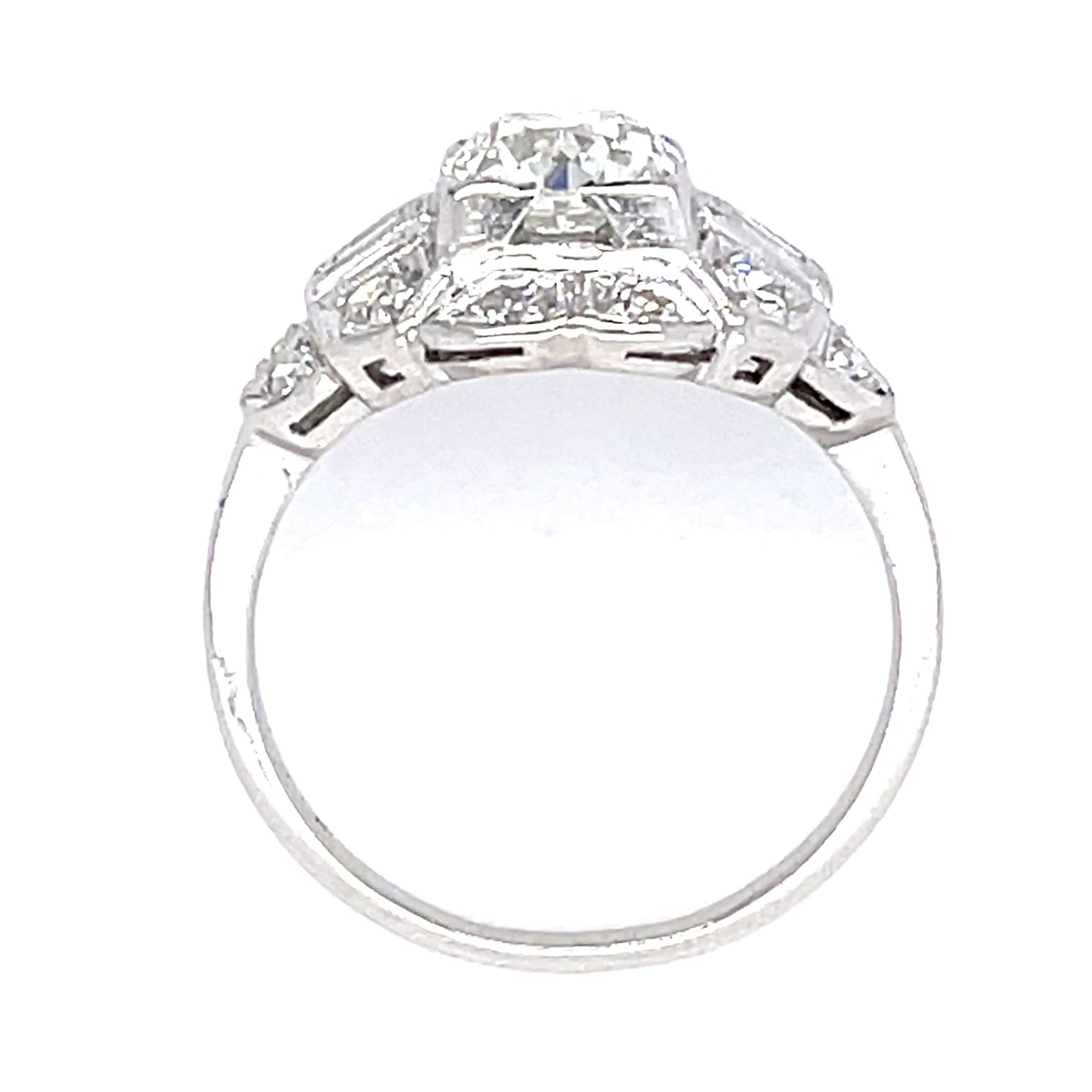 1930s Art Deco Diamond Platinum Ring Cocktail Ring Roseark Vintage