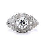 1930s Art Deco Diamond Platinum Ring Cocktail Ring Roseark Vintage