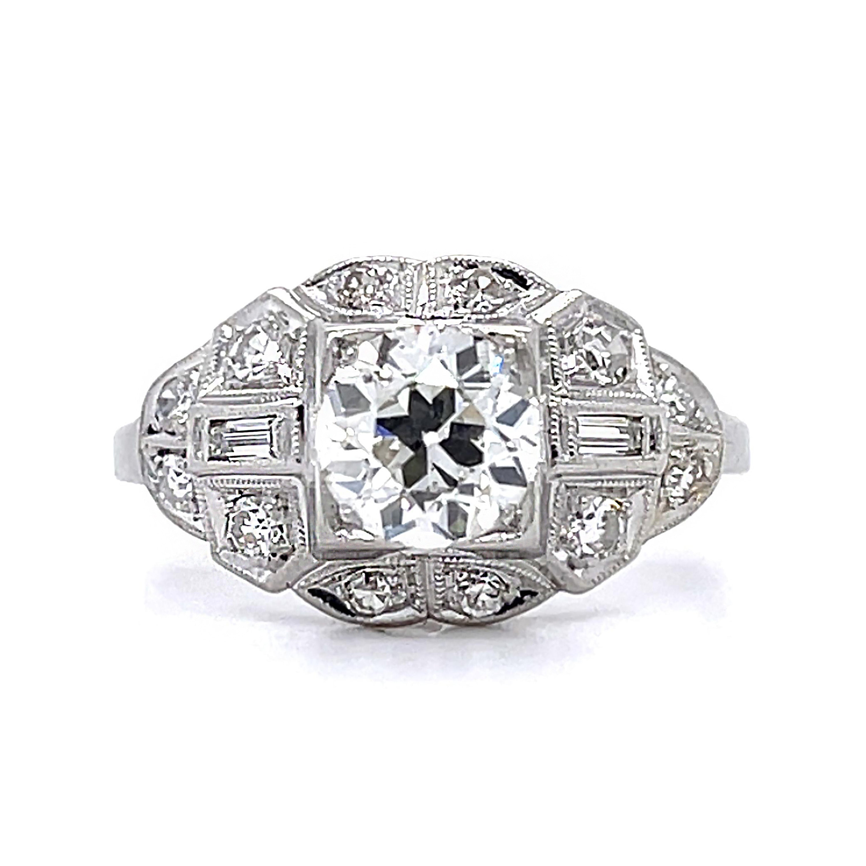 1930s Art Deco Diamond Platinum Ring Cocktail Ring Roseark Vintage