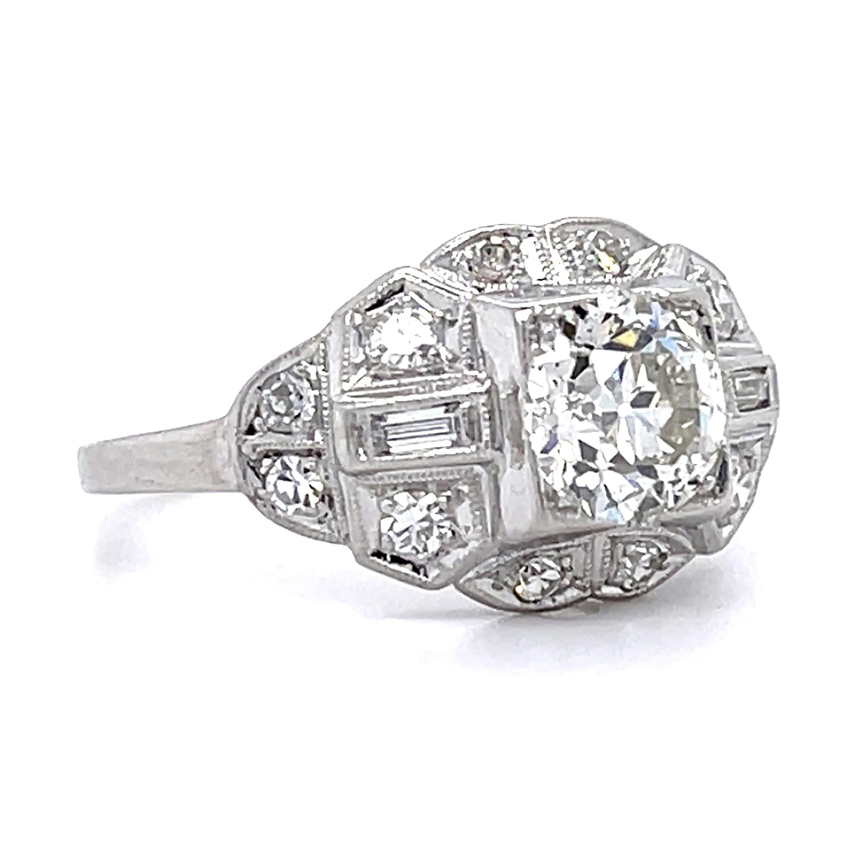 1930s Art Deco Diamond Platinum Ring Cocktail Ring Roseark Vintage