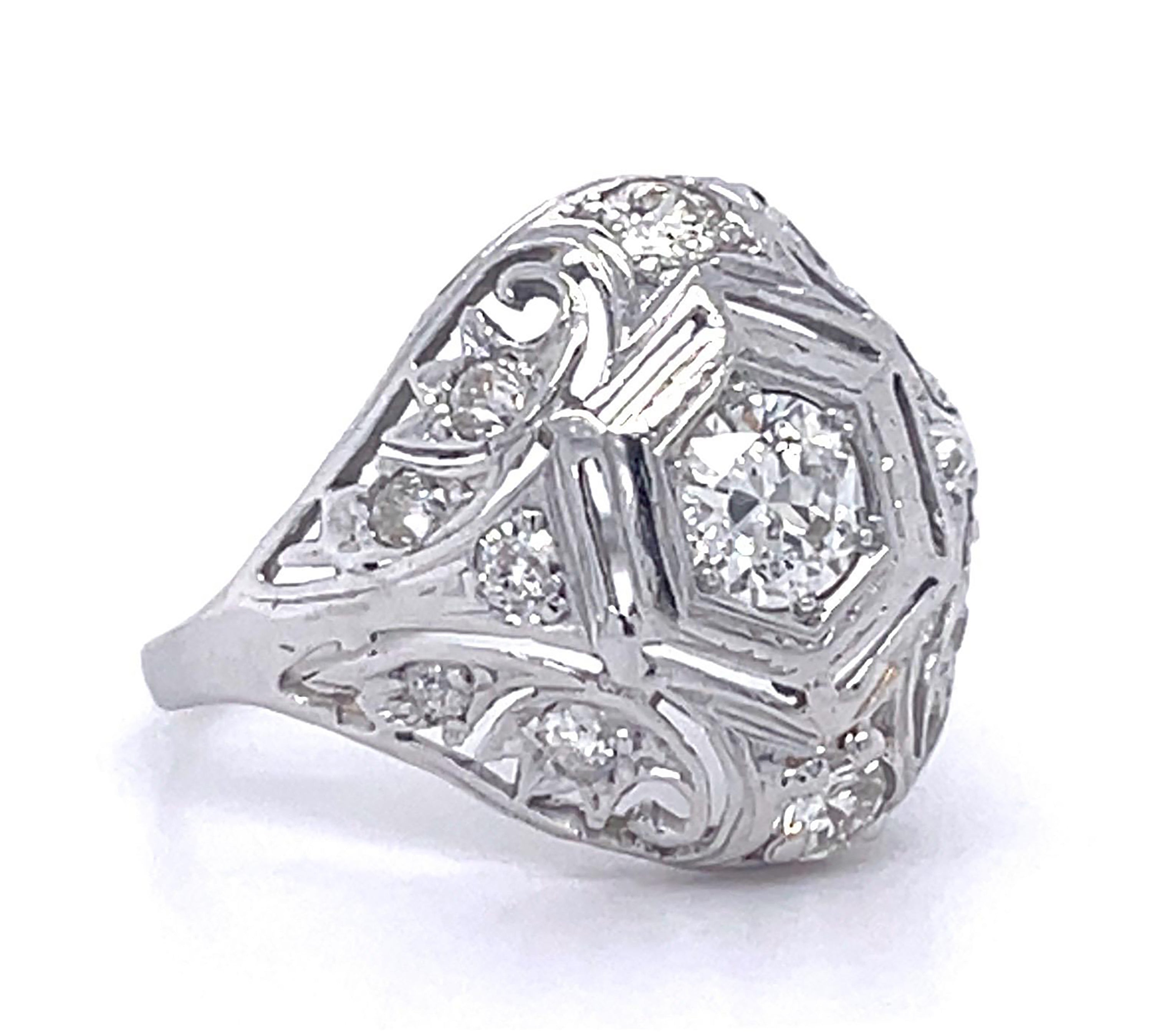 Antique 1920s Diamond Platinum Ring Statement Ring Roseark Vintage