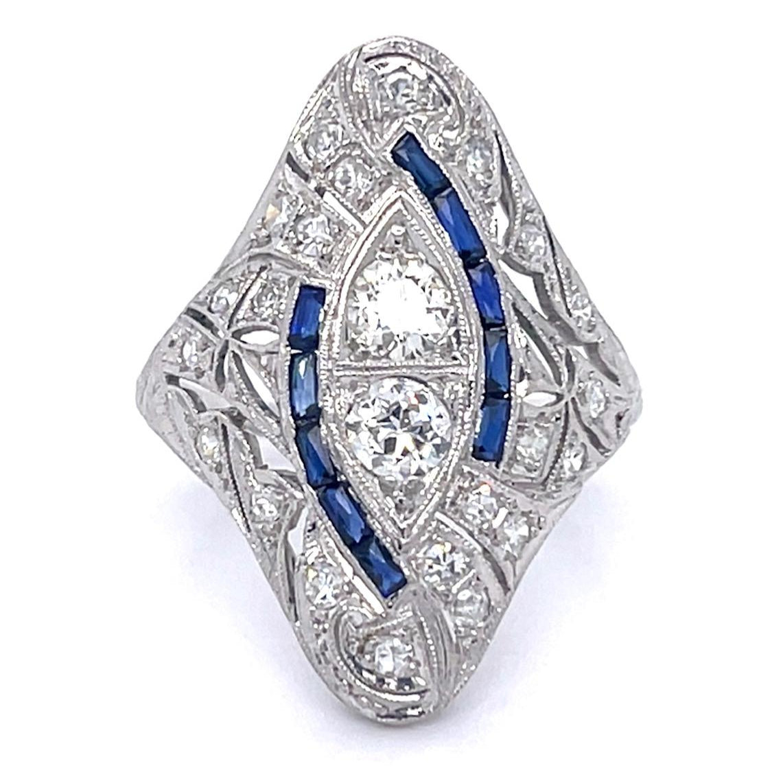 Original Art Deco European Diamond Ring Statement Ring Roseark Vintage