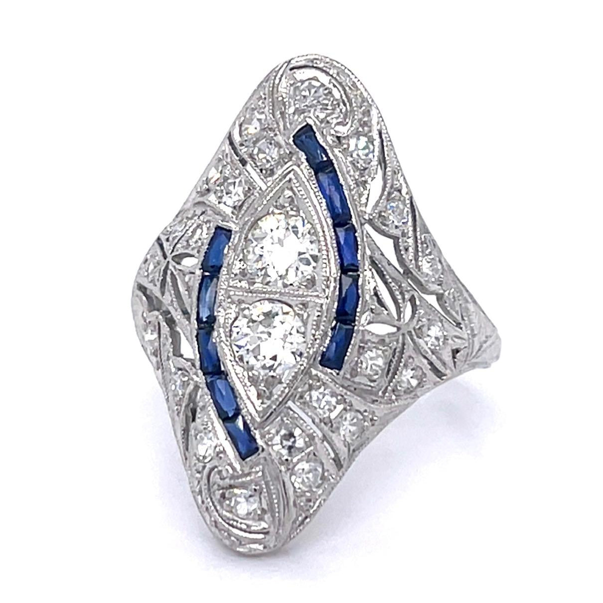 Original Art Deco European Diamond Ring Statement Ring Roseark Vintage