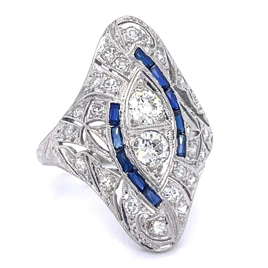 Original Art Deco European Diamond Ring Statement Ring Roseark Vintage