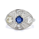 Sapphire Diamond Dome Platinum Ring Statement Ring Roseark Vintage