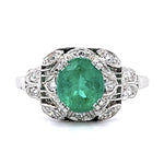 Art Deco Emerald Diamond Ring Statement Ring Roseark Vintage