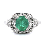 Art Deco Emerald Diamond Ring Statement Ring Roseark Vintage