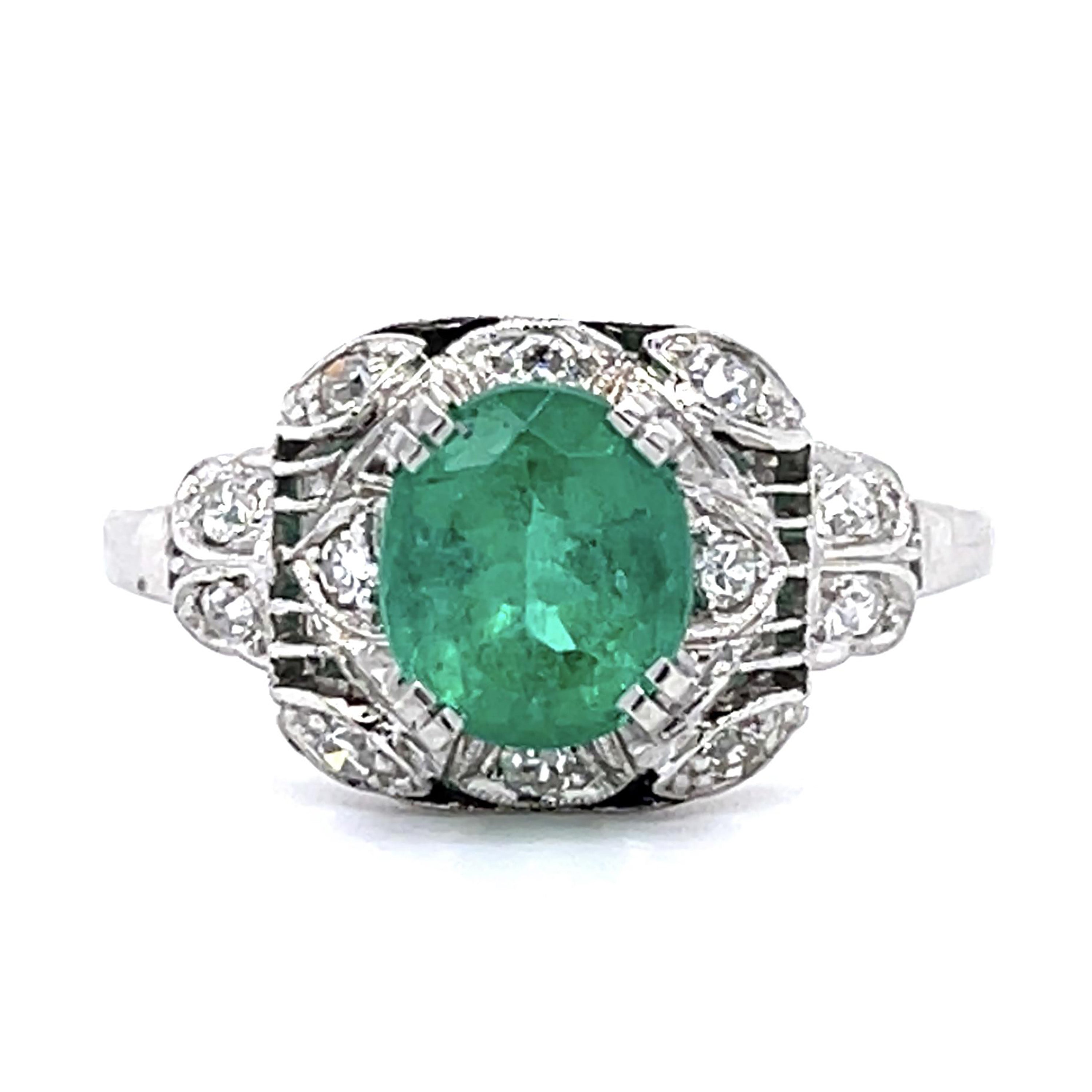 Art Deco Emerald Diamond Ring Statement Ring Roseark Vintage