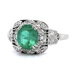 Art Deco Emerald Diamond Ring Statement Ring Roseark Vintage