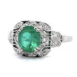 Art Deco Emerald Diamond Ring Statement Ring Roseark Vintage