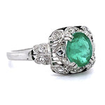 Art Deco Emerald Diamond Ring Statement Ring Roseark Vintage