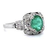Art Deco Emerald Diamond Ring Statement Ring Roseark Vintage