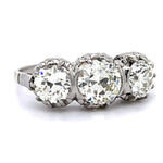 Art Deco European Three-Diamond Ring Statement Ring Roseark Vintage