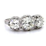 Art Deco European Three-Diamond Ring Statement Ring Roseark Vintage
