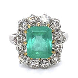 Emerald Old European Handmade Ring Statement Ring Roseark Vintage