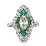 Antique Marquise Diamond Emerald Ring Statement Ring Roseark Vintage