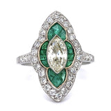 Antique Marquise Diamond Emerald Ring Statement Ring Roseark Vintage