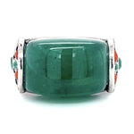 Cabochon Emerald Multistone Handmade Ring Statement Ring Roseark Vintage