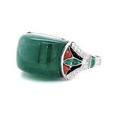 Cabochon Emerald Multistone Handmade Ring Statement Ring Roseark Vintage