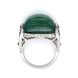 Cabochon Emerald Multistone Handmade Ring Statement Ring Roseark Vintage