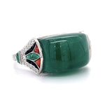 Cabochon Emerald Multistone Handmade Ring Statement Ring Roseark Vintage