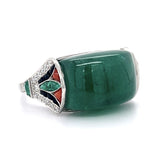 Cabochon Emerald Multistone Handmade Ring Statement Ring Roseark Vintage