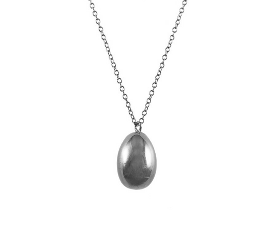 Solid Egg Necklace Pendant Elisabeth Bell Jewelry White Gold  
