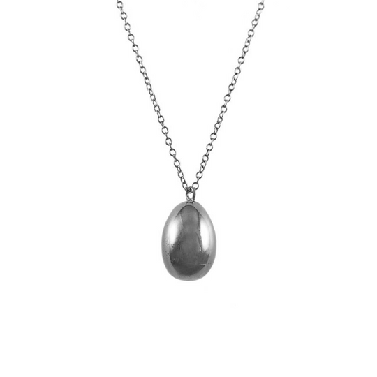 Solid Egg Necklace Pendant Elisabeth Bell Jewelry White Gold  