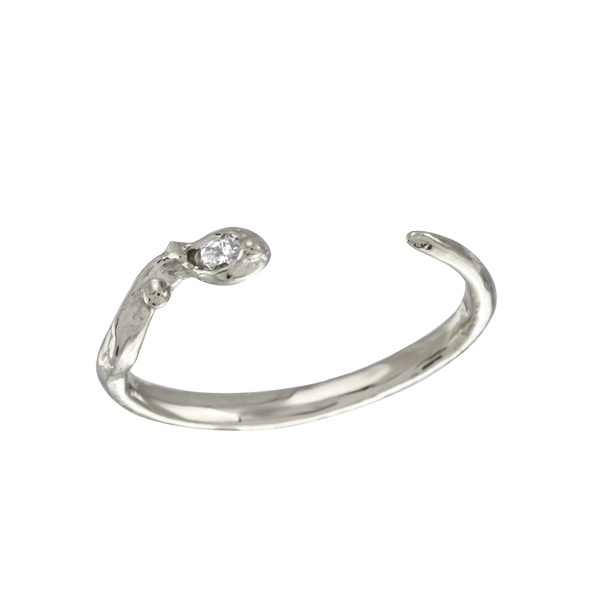 Single Diamond Leaf Open Ring Band Jaine K Designs   