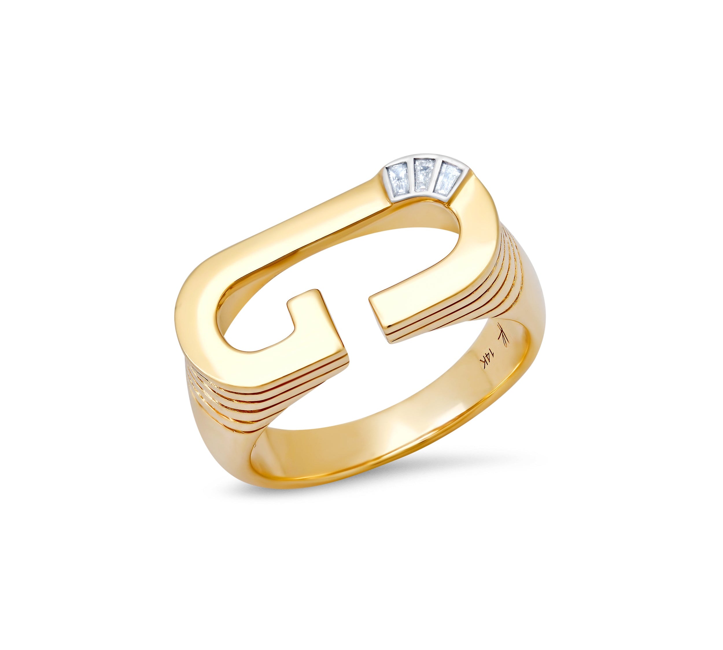 Grandsize Initial 3-Baguette Ring Ring Helena Rose Jewelry 6 G 