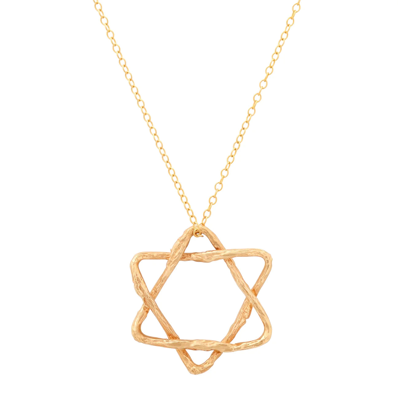 Star of David Necklace Pendant Elisabeth Bell Jewelry Large Yellow Gold Plain