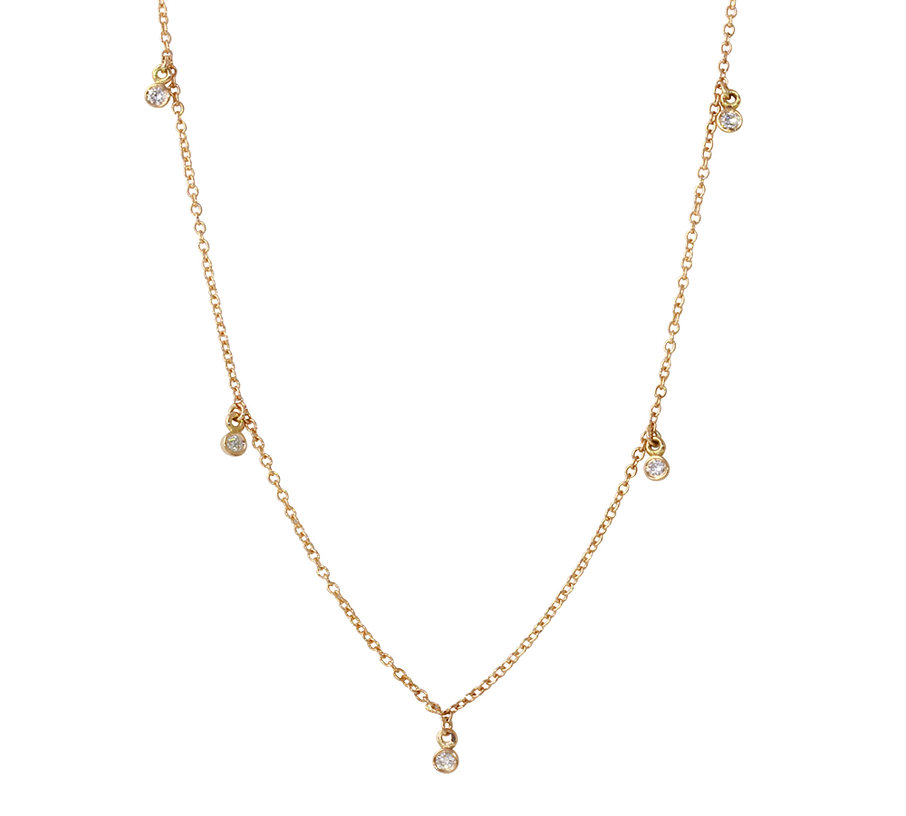 Five Diamond Shaker Collar Necklace Necklace Jaine K Designs Yellow Gold