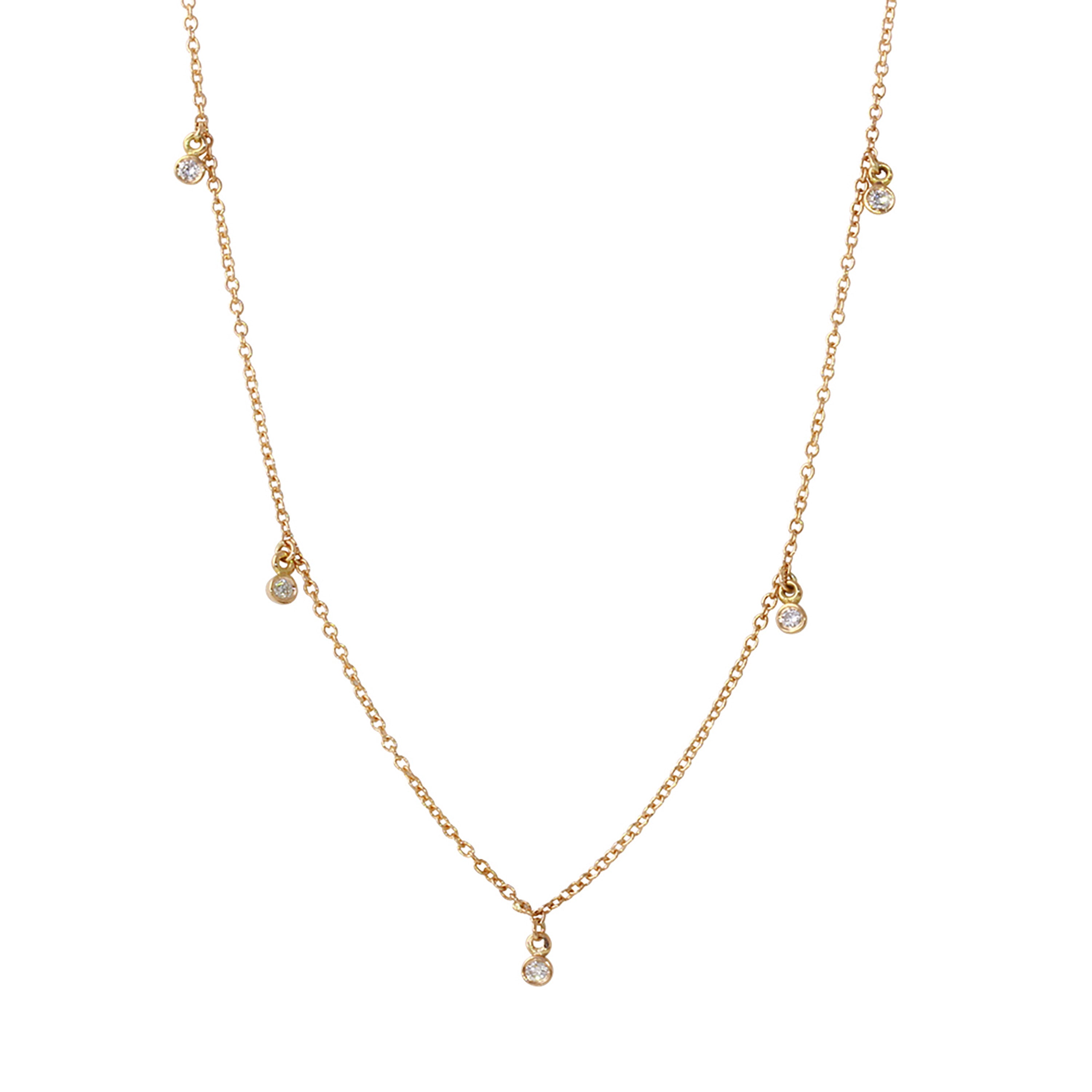 Five Diamond Shaker Collar Necklace Necklace Jaine K Designs Yellow Gold