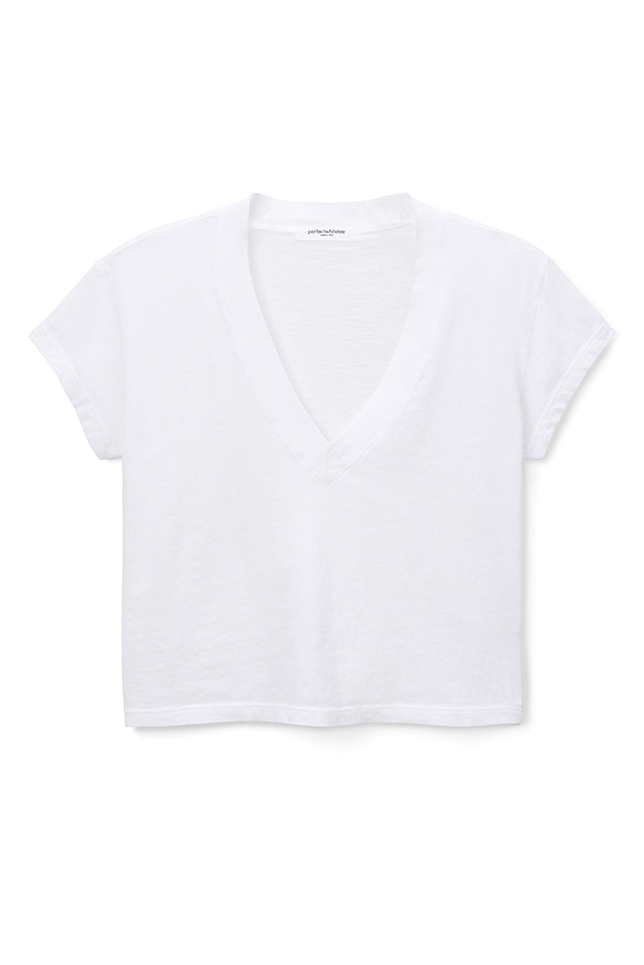 Alanis Recycled Cotton V Neck Tee Shirts & Tops perfectwhitetee White Extra Small 