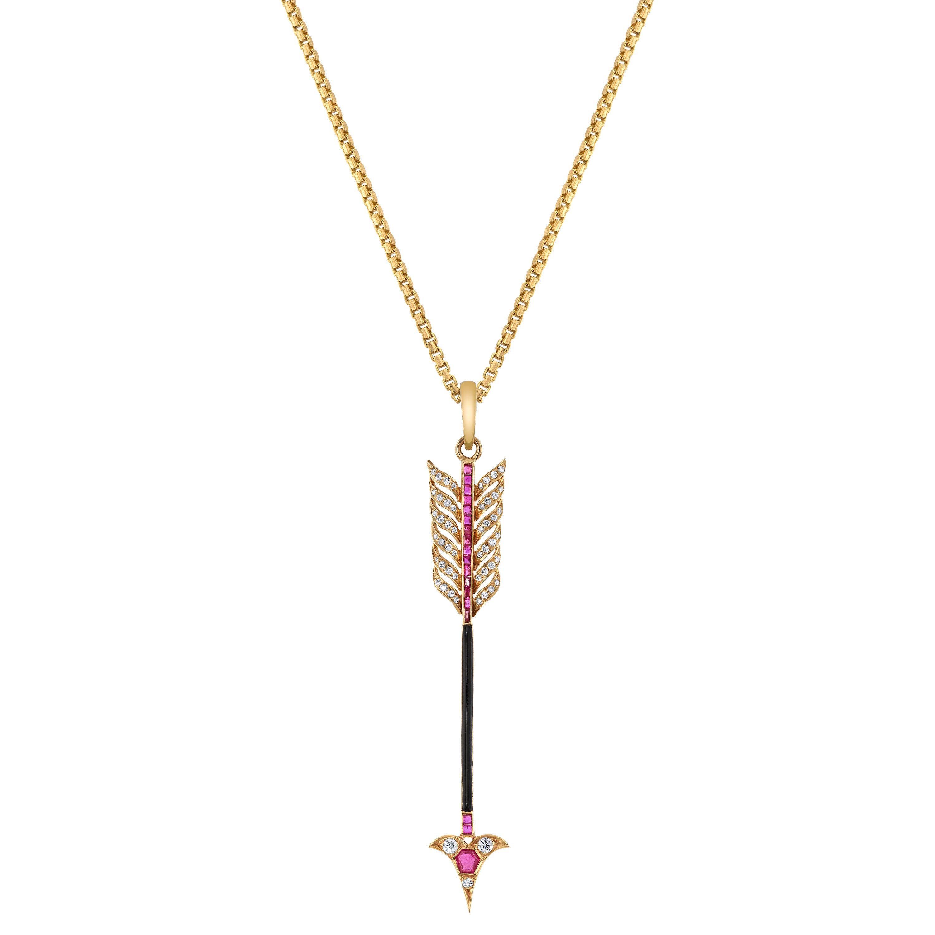 Ruby Diamond Arrow Necklace Pendant Hanut Singh   