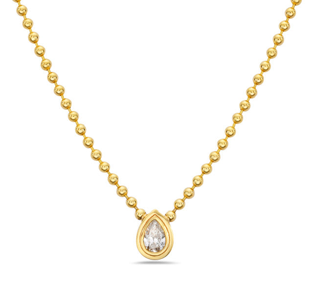 Pear-shape Double-Bezel Diamond Pendant Necklace Roseark Deux   