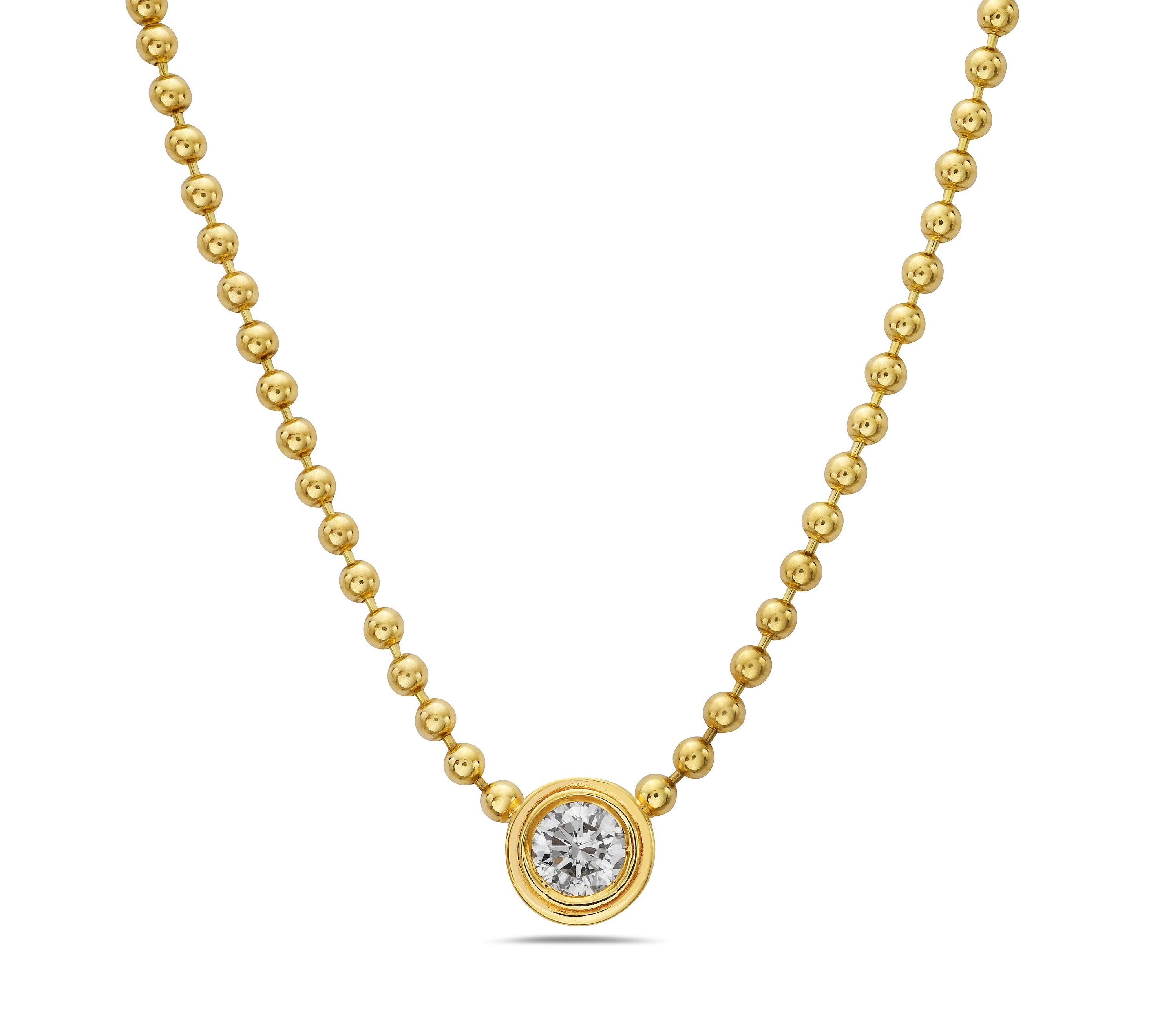 Round Double-Bezel Diamond Pendant Necklace Roseark Deux   