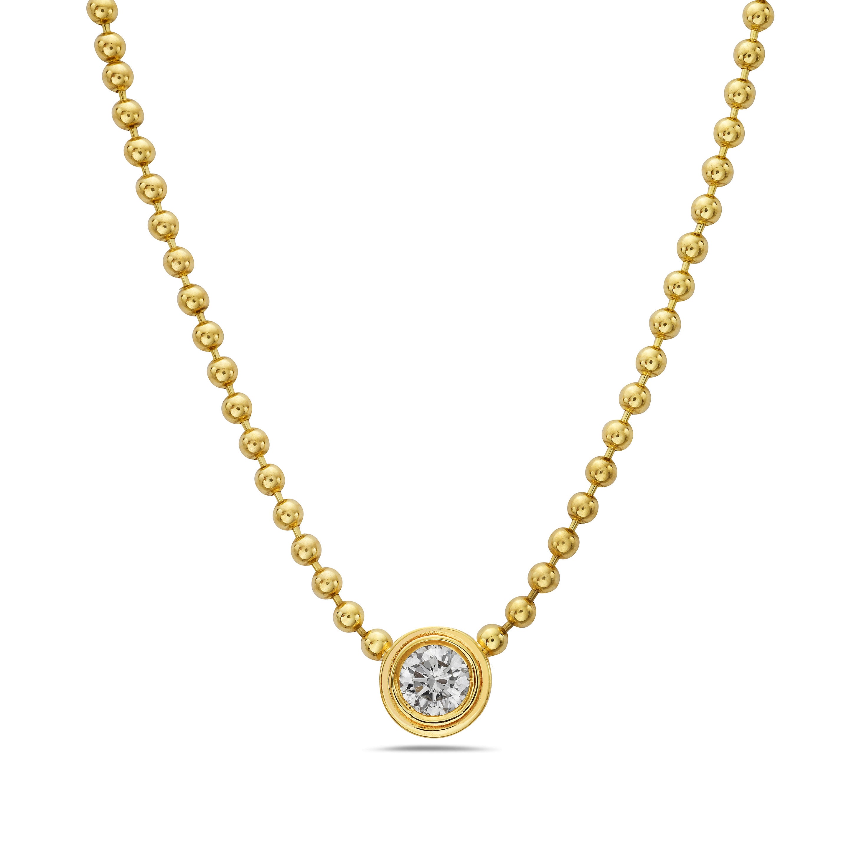 Round Double-Bezel Diamond Pendant Necklace Roseark Deux   