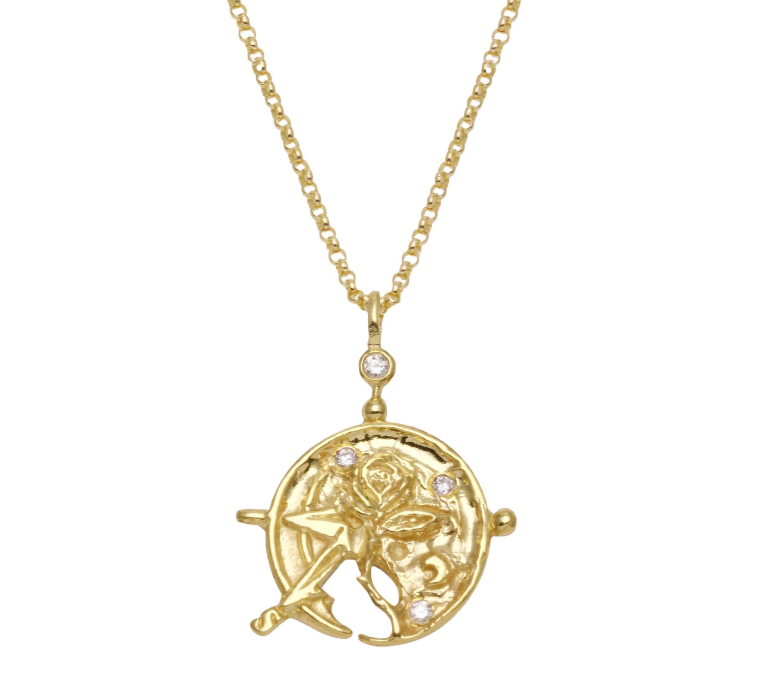 Compass & Rose Necklace Pendant Necklace Jaine K Designs Yellow Gold